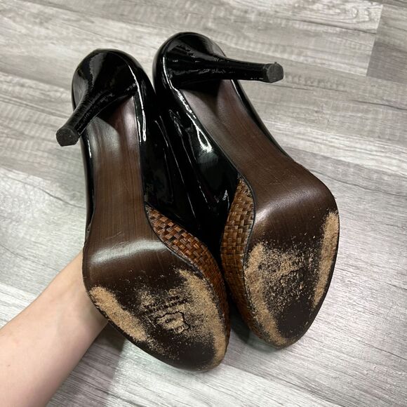 Stuart Weitzman Rowswoon Patent leather Pumps Platform Heels Shoes Black Size 8 - Picture 8 of 10